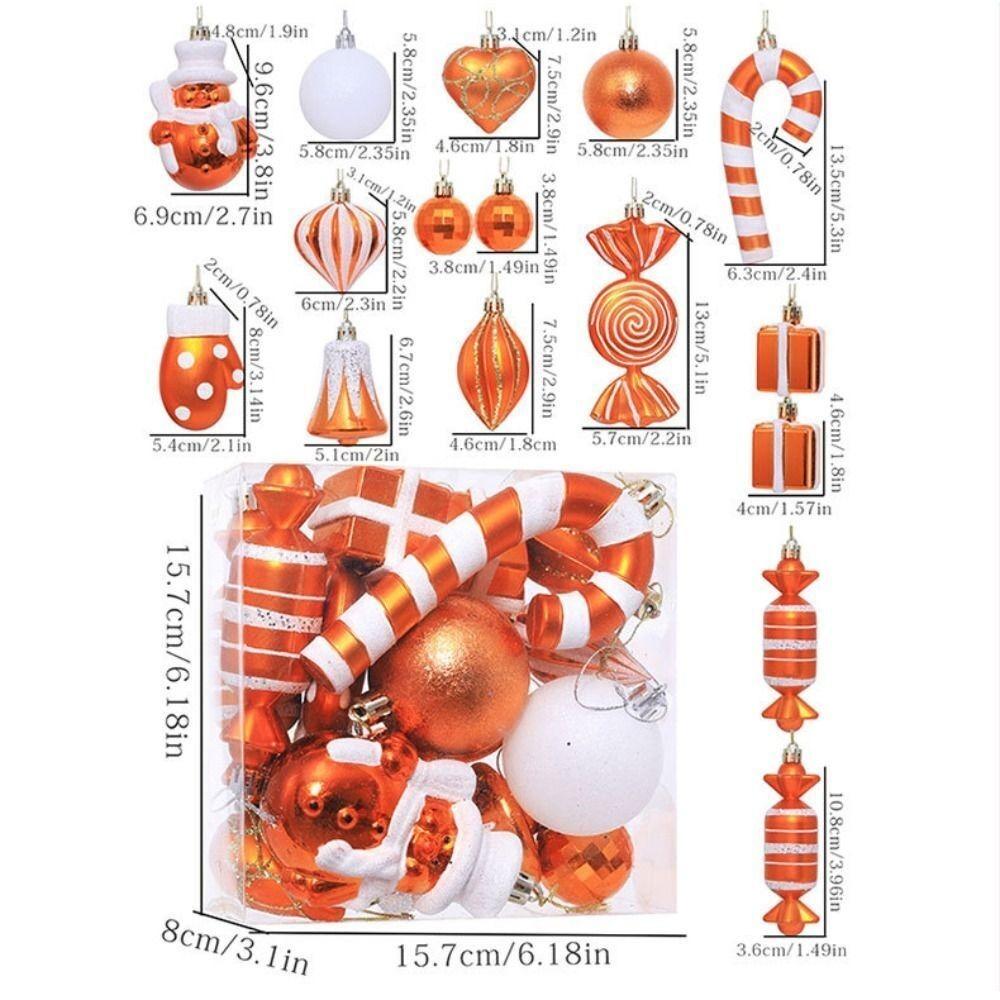 16Pcs Plastic Christmas Tree Decorations Cartoon Christmas Tree Pendant NEW Xmas Hanging Ball Set