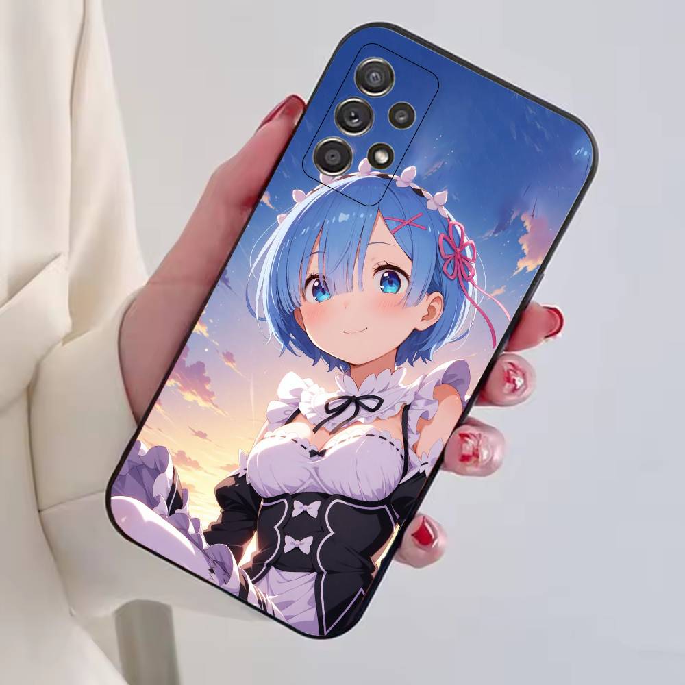 Чехол для телефона Rem Anime Girl Re Zero для Samsung S25, S24, S21, S22, S23, S30, Ultra, S20, Plus, Fe, Lite, Note, 10, Черный чехол
