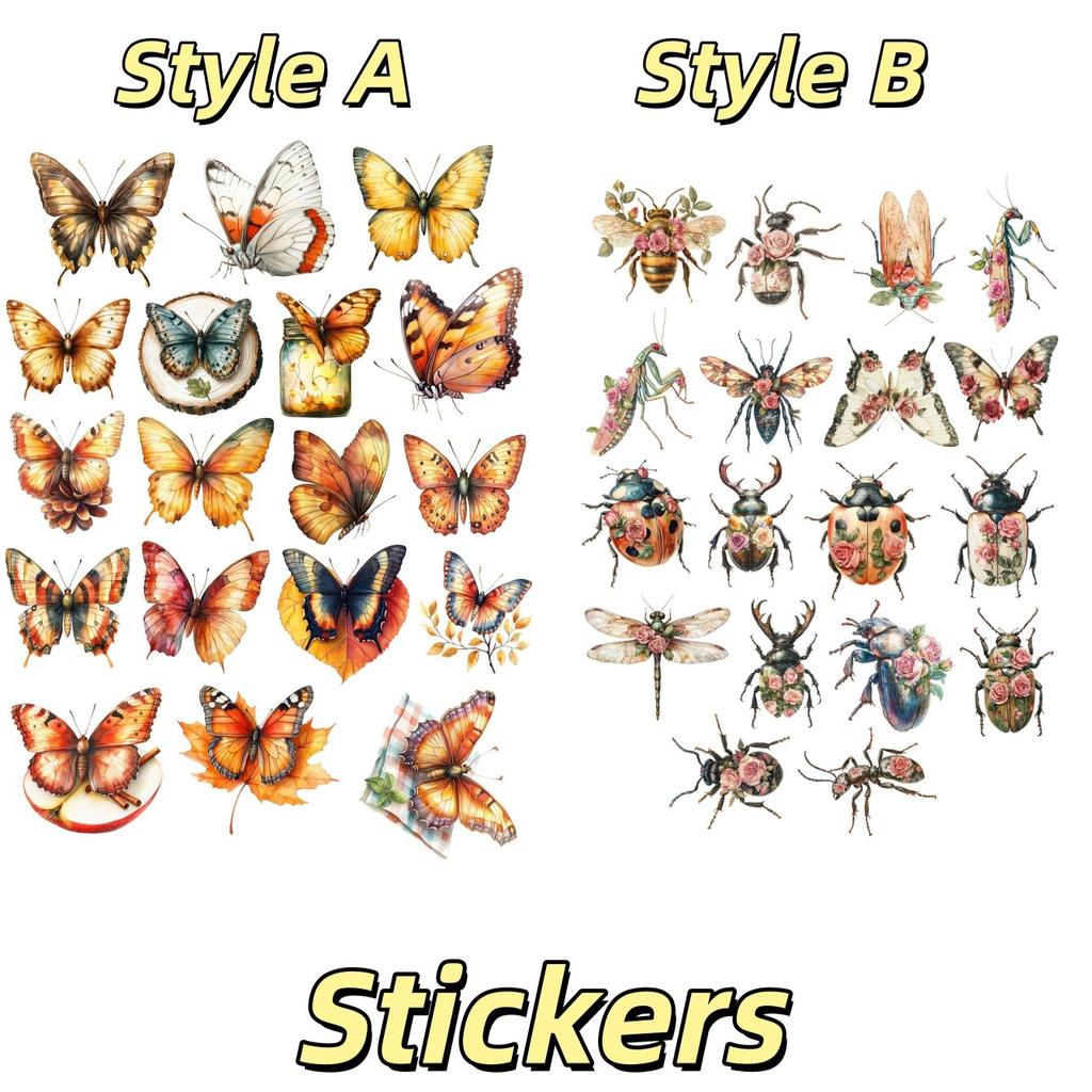 18pcs/lot Cute Watercolor, Autumn, Garden, Butterfly, Insect Stickers,Handbook Scrapbooking And Art, Decoration Mobile Phone