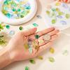 Pandahall 150Pcs Green Leaf Beads Transparent Glass Crystal Tree Leaves Pendants Tiny Green Leaf Bead Caps for DIY Spring Craft Earring Bracelet