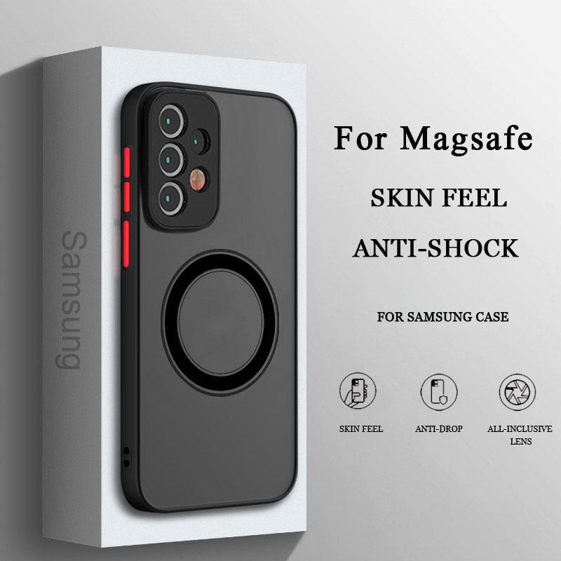 Матовый магнитный чехол для Samsung Galaxy S24 S23 S22 S21 S20 Ultra Plus FE A54 A53 A52 A32 A13 A34 4G 5G, чехол для беспроводной зарядки