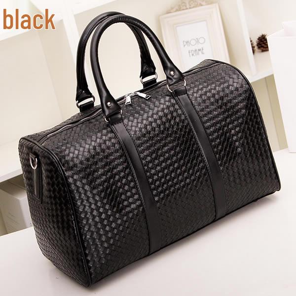 Black Woven Large Capacity Unisex Travel Shoulder Bag