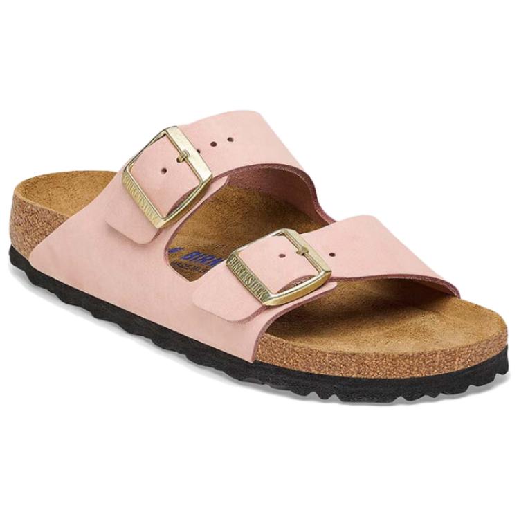 Birkenstock Сандалии Arizona из замши с открытым носком и двойной пряжкой, унисекс, розовые 1027651