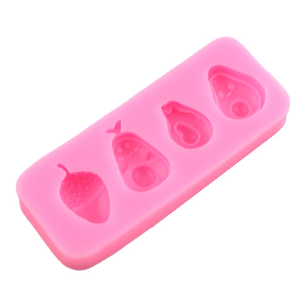 Силиконовая форма для помадки с фруктами и овощами, клубникой для украшения торта из сахара, топпер для кексов, конфет, шоколадной жевательной резинки, формы для полимерной глины