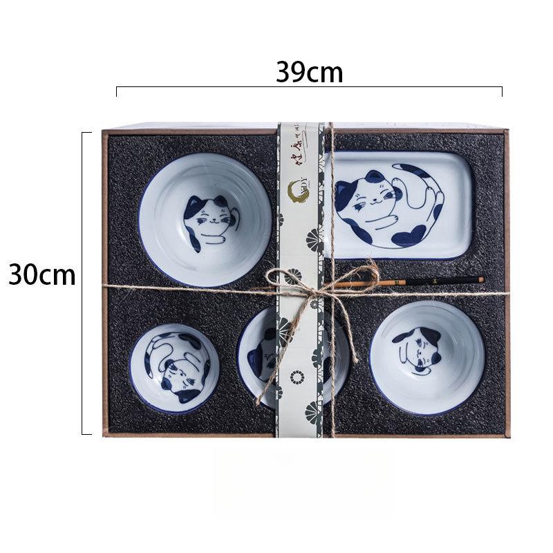 Наборы столовой посуды из сине-белого фарфора в японском стиле на одну персону для ужина включают миски, тарелку, палочки для еды, набор блюд, керамический подарочный набор из 6 предметов