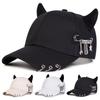 Unisex Lron Ring Cow Horn Personality Baseball Caps Spring Autumn Outdoor Adjustable Casual Hats Sunscreen Hat