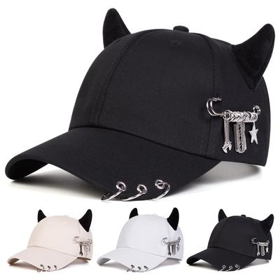 Унисекс Lron Ring Cow Horn Индивидуальные бейсболки Весна Осень Открытый Регулируемые Повседневные шляпы Солнцезащитная шляпа