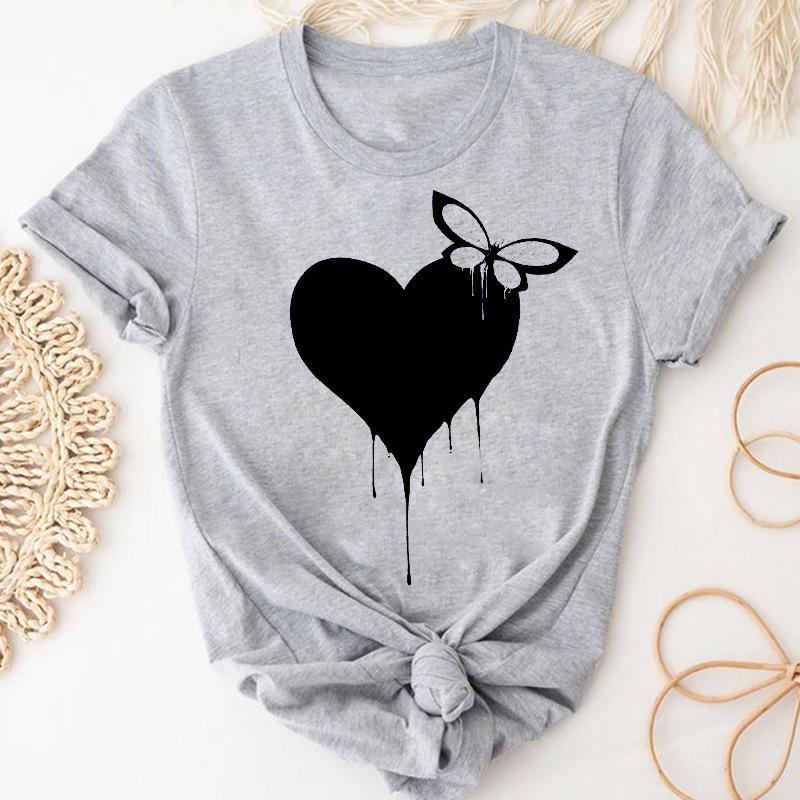 (Азиатский размер) Женская футболка с короткими рукавами и принтом стрекозы и одуванчика, летняя модная футболка, женская одежда, повседневная футболка с графическим рисунком