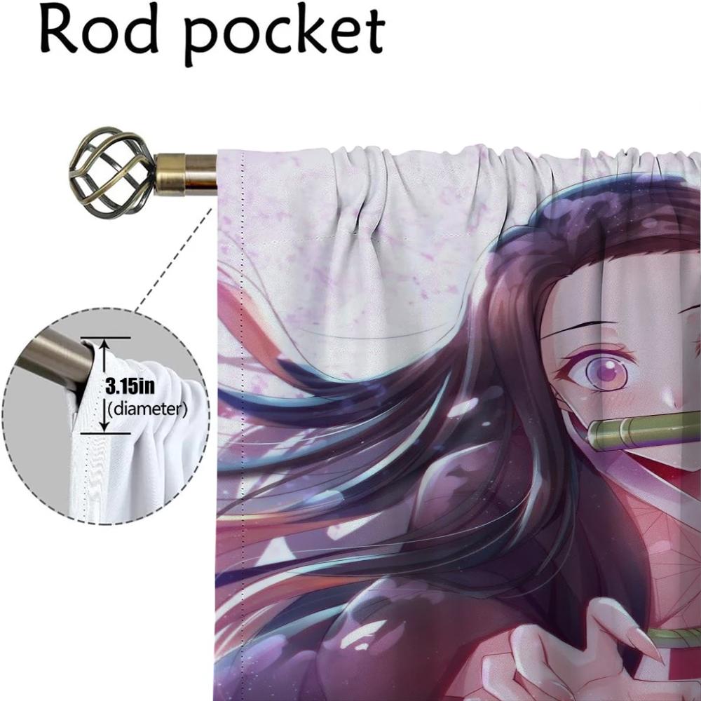 Шторы Demon Slayer для детской комнаты, перегородки для домашнего интерьера, 2 шт., тюль для спальни, затемняющие шторы для гостиной