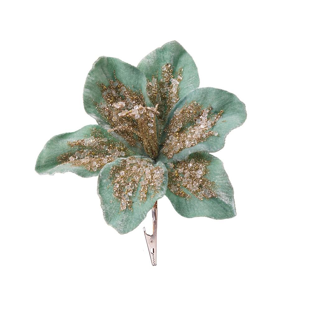 Glitter Artificial Christmas Flower Velvet Simulation Flower Christmas Poinsettia  Home Decoration