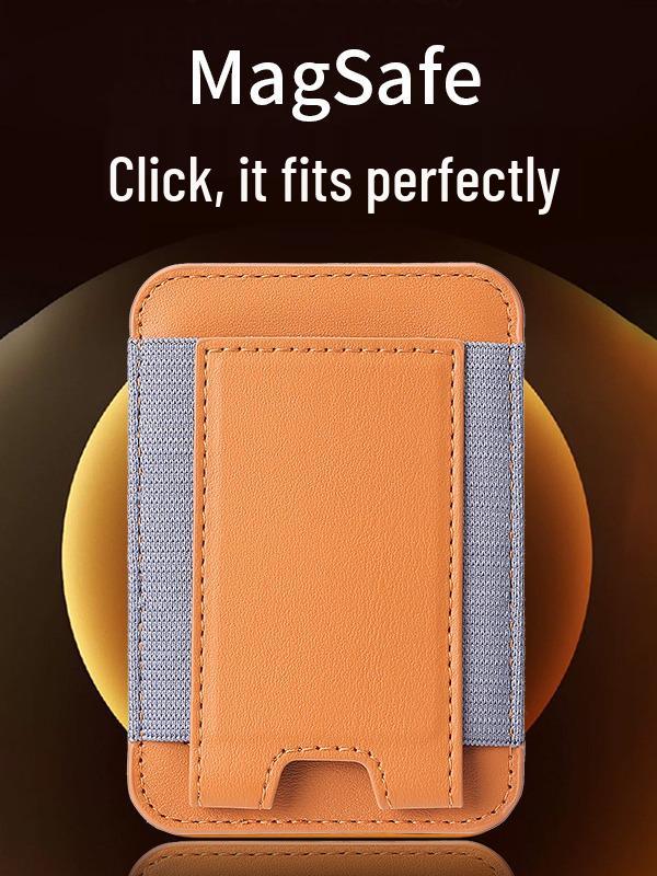 Кожаный держатель для карт, совместимый с MagSafe для iPhone 12/14 Pro, с эластичной лентой