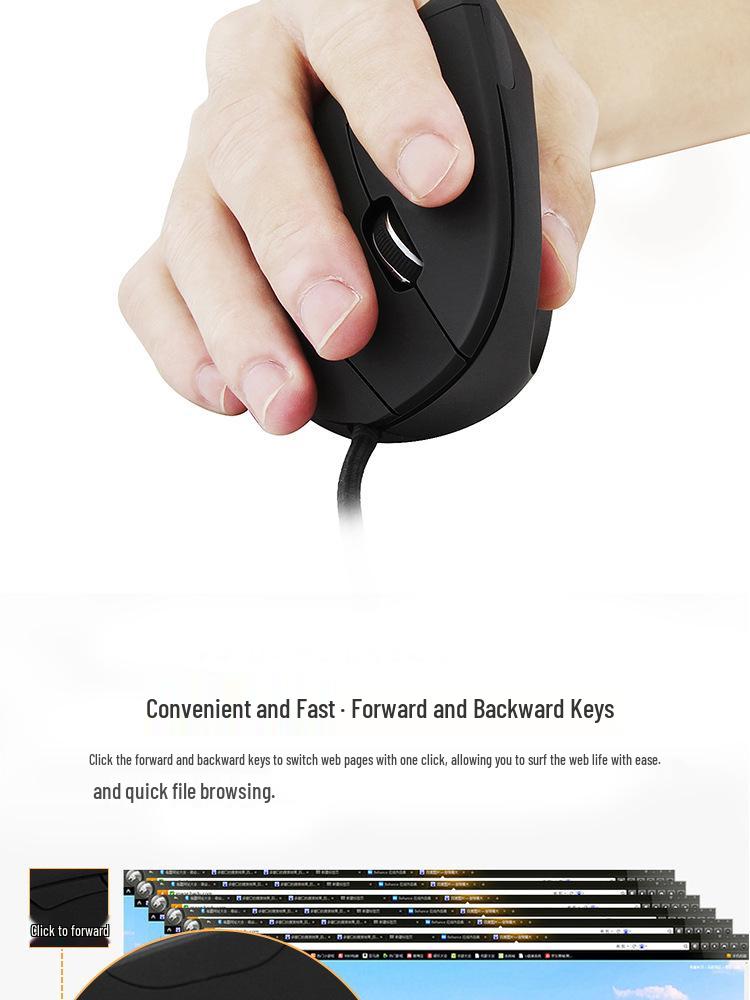 Эргономичная вертикальная USB-мышь с проводом - Креативный офисный дизайн, Хит продаж