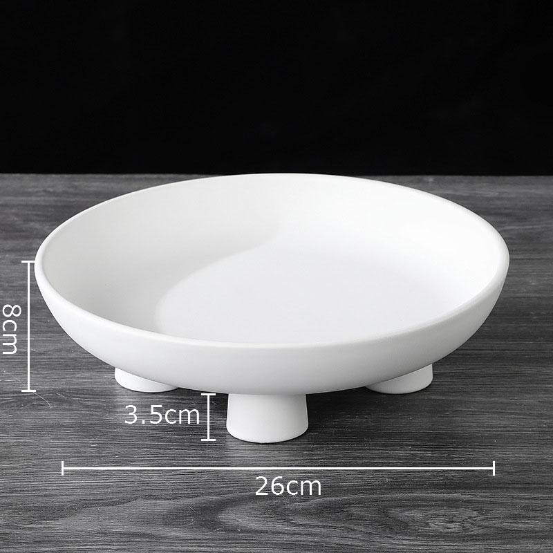 Creative Round Fruit Bowl Snack Dessert Plate Fruits Plate Ceramic Storage Tray Living Room Coffee Table Household Fruit Tray
