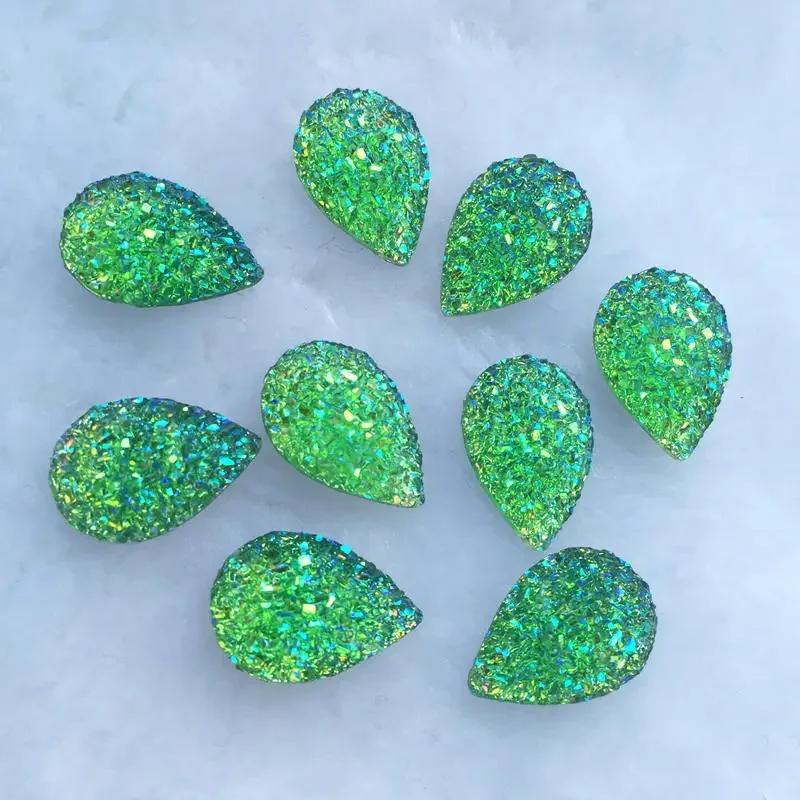 20 шт. 11,5*17 мм Кабошоны из смолы со стразами в стиле натуральной руды с плоской задней стороной для аксессуаров для браслетов и серег -HA77