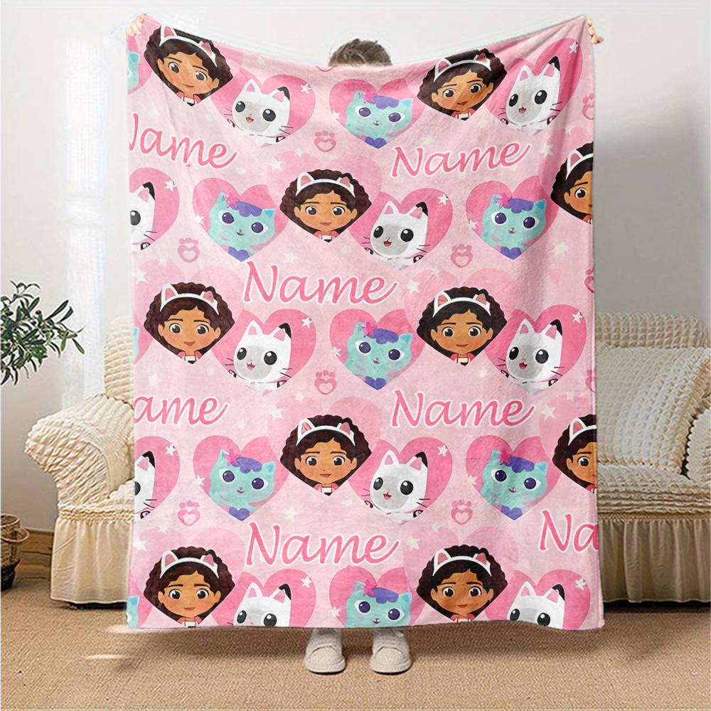 Customiz Name Personality Gabby's Dollhouse Blanket Soft &Warm Sofa Office Bed Travel Lunch Break Blanket, Gift Suitable All Seasons