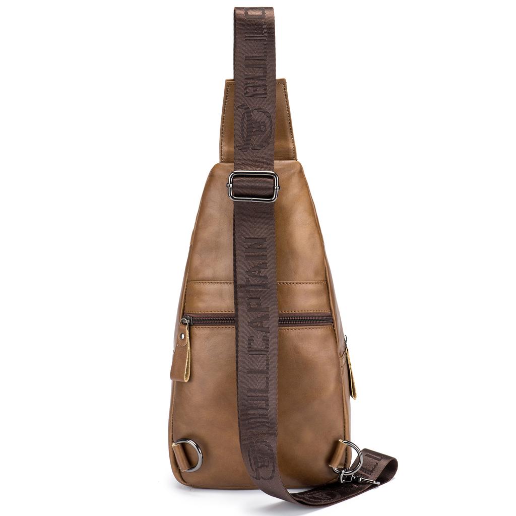Men Sling Bag Water Resistant Anti Theft Leather Chest Pack Cross Body Bag Shoulder Backpack Casual