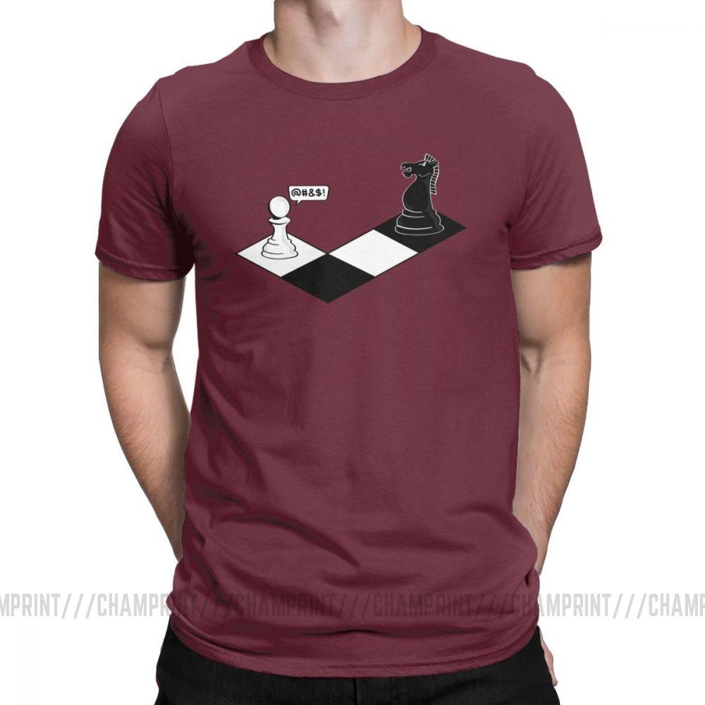 Chess Men's T Shirts King Queen 60s Board Game Horse Fan Player Dad Vintage Tee Shirt Short Sleeve T-Shirt Cotton Gift Idea