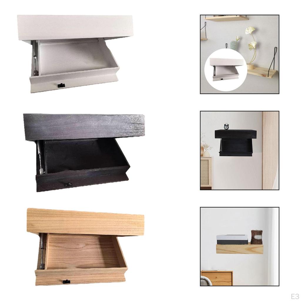 Floating Shelf Holder with Compartment Decorative Wall Mount Drawer Storage Rack for Small Space