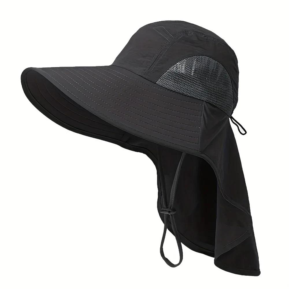 1PC UPF50+ Wide Brim Sun Hat with Neck Flap for Men & Women Outdoor Protection Safari Cap Summer Breathable Hiking Fishing Hats