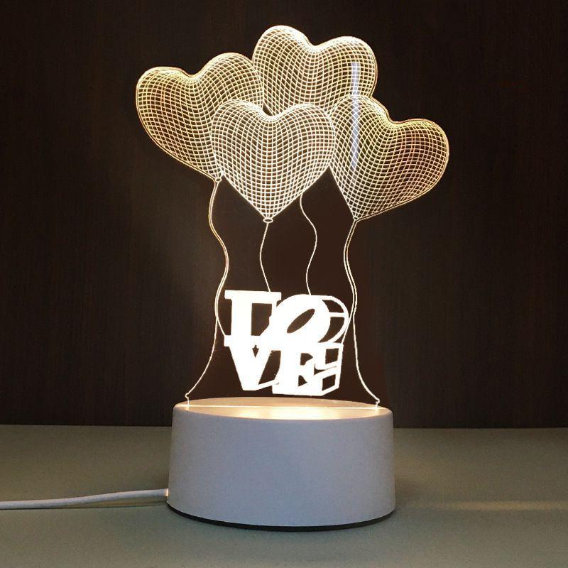 USB Настольная лампа с акриловой панелью с 3D-эффектом и светодиодной подсветкой для праздничного декора