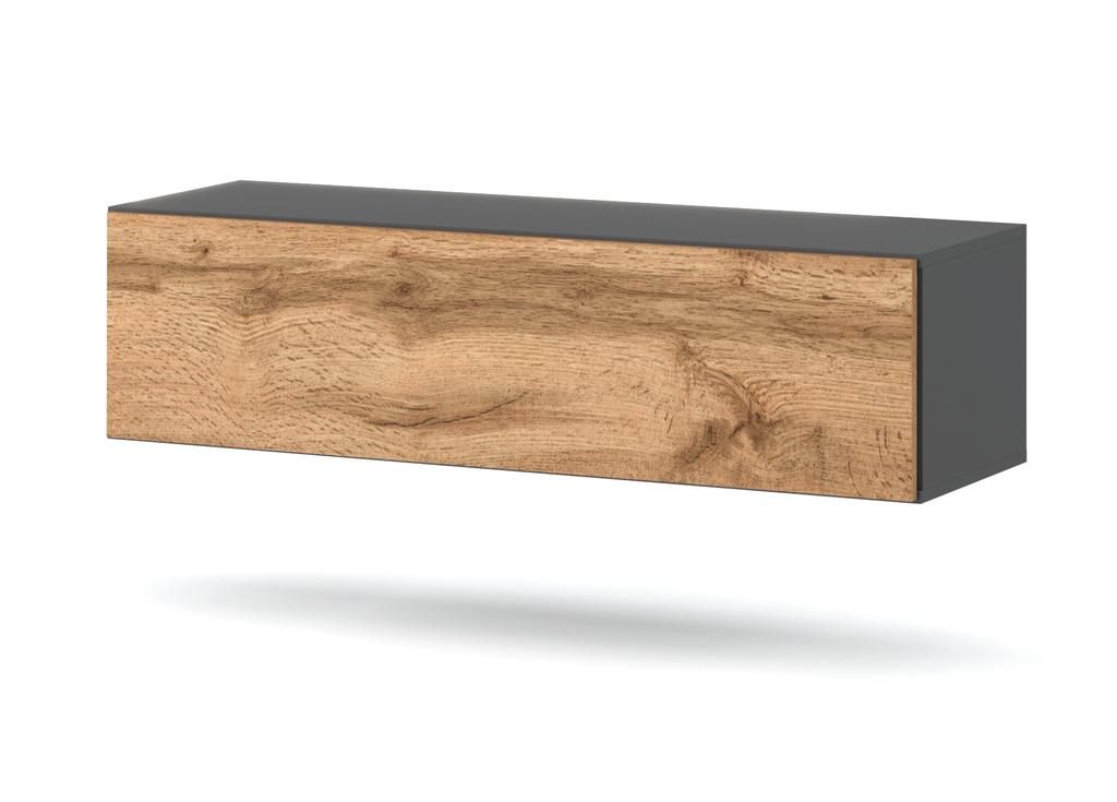 WALL-HUNG TV CABINET 140 CM GREY OAK WOTAN