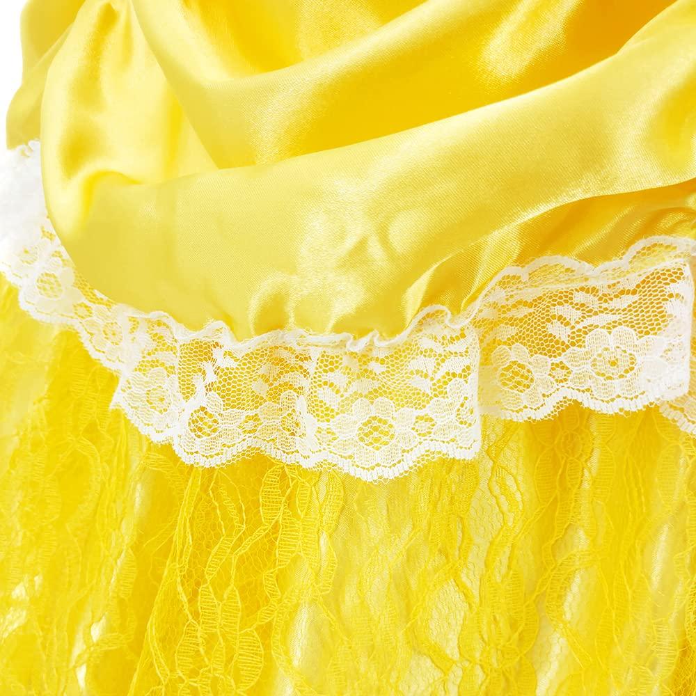 Princess Deluxe Sizes Party Cosplay [CQDY] Children's Dress, 7-Piece Set, Yellow, 4-5,