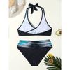 Купальник 2024 года, новый стиль, женский бикини с разрезом на спине и бретелькой на шее, сексуальный, чистое желание, собранный на пляже, купальник для трансграничного использования, комплект из двух частей
