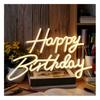 Happy Birthday Neon Sign USB Powered Dimmable Acrylic LED Happy Birthday Light-up Sign Warm White Birthday Party Wall Decoration Lamp