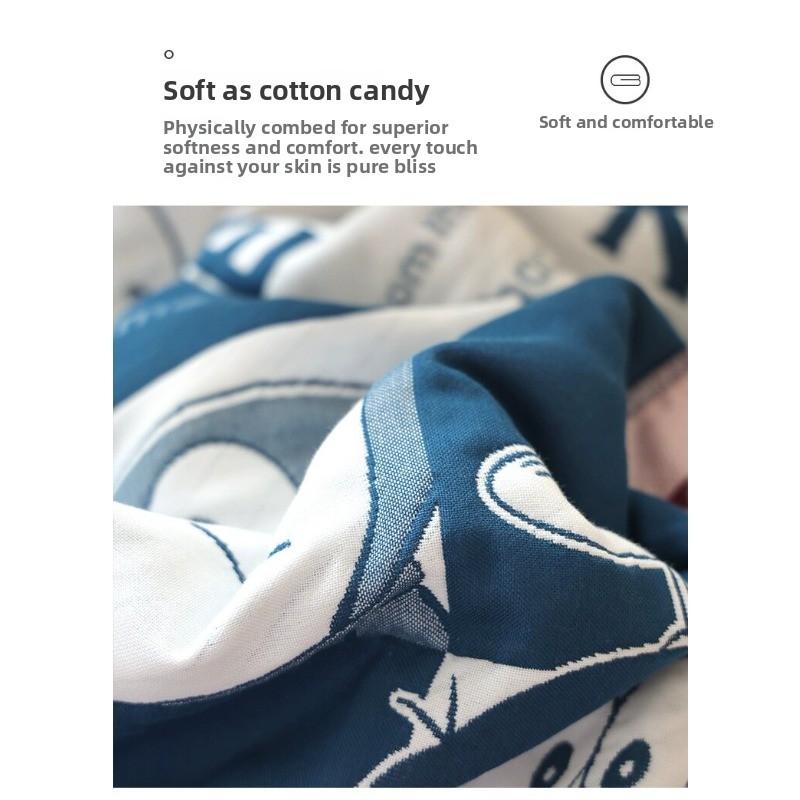 Meier Утолщенное банное полотенце, мультяшное из чистого хлопкового муслина, большое хлопковое банное полотенце