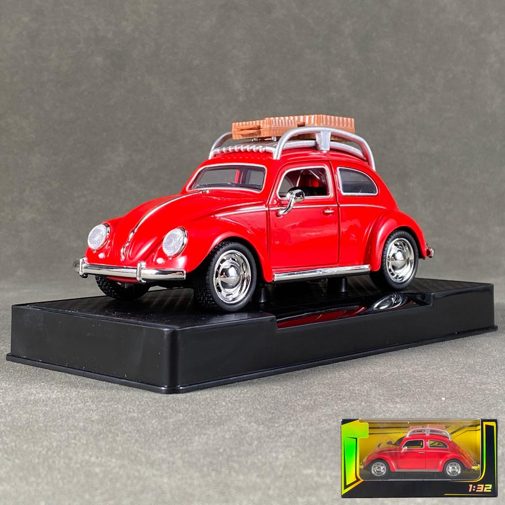 AABLC1 1:32 Volkswagen Beetle Travel version Compact sedan Alloy Metal Diecast Model Car Sound & Light Pull Back Collectibles Hobby Boy