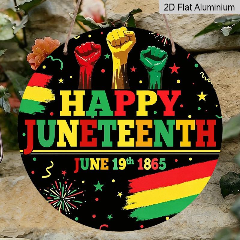 2D Flat Aluminum Wall Hangings with A Juneteenth Theme Are Available in Various Sizes. Featuring A Tricolor Fist and Firework Design, They Are A