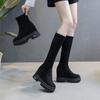 Fashion Inner Height Increasing Women's Boots New Over The Knee Long Boots for Women Thick Soled Willow Nail Elastic Boots Women Shoes