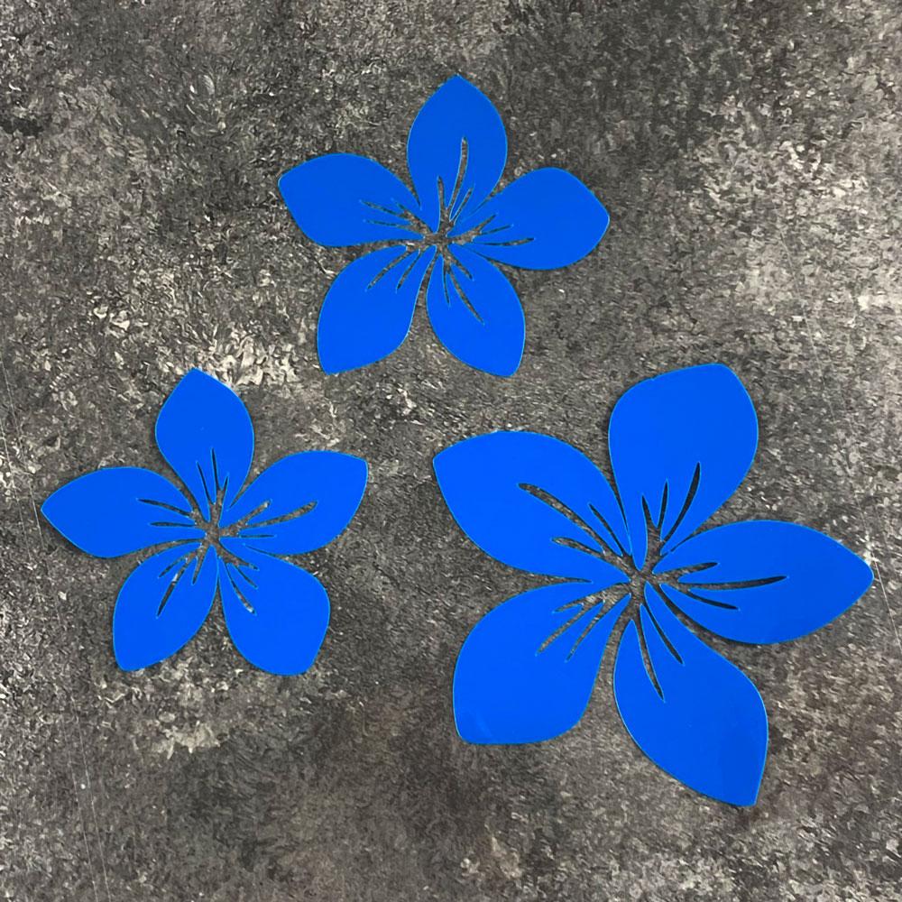 3Pcs Various Colors Pretty Flower Car Decals For Auto Rear Window Bumper Body Helmet Cover Scratches Water-Repellent Blossom Decals