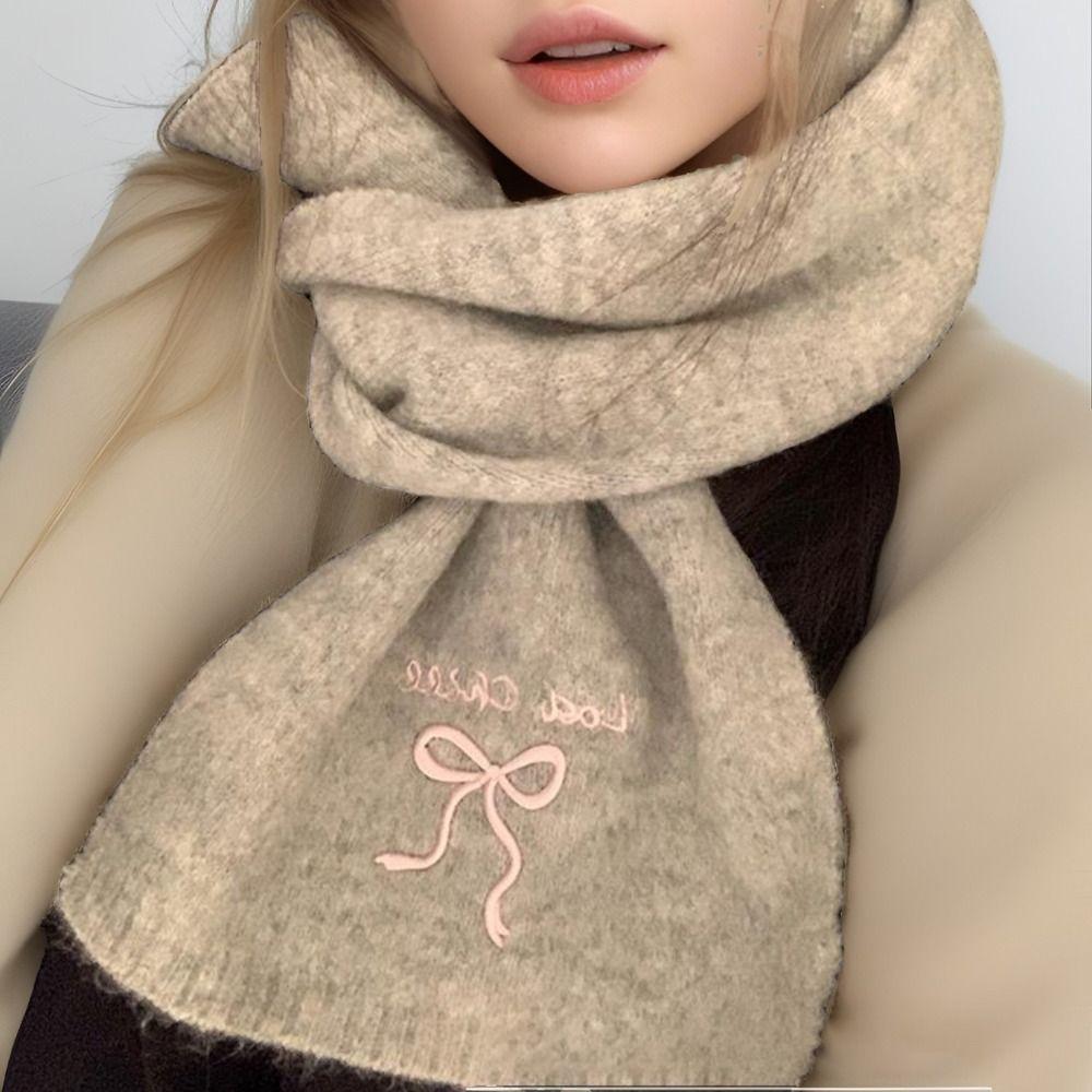 Soft Knit Scarf Thicken Neckerchief Fashion Cross Scarf  Women