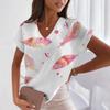 Summer Short Sleeve T-Shirt Feather Pattern 3D Women's Tops V Neck Women's Plus Size Women's Fashion Y2k Street Trend Clothing