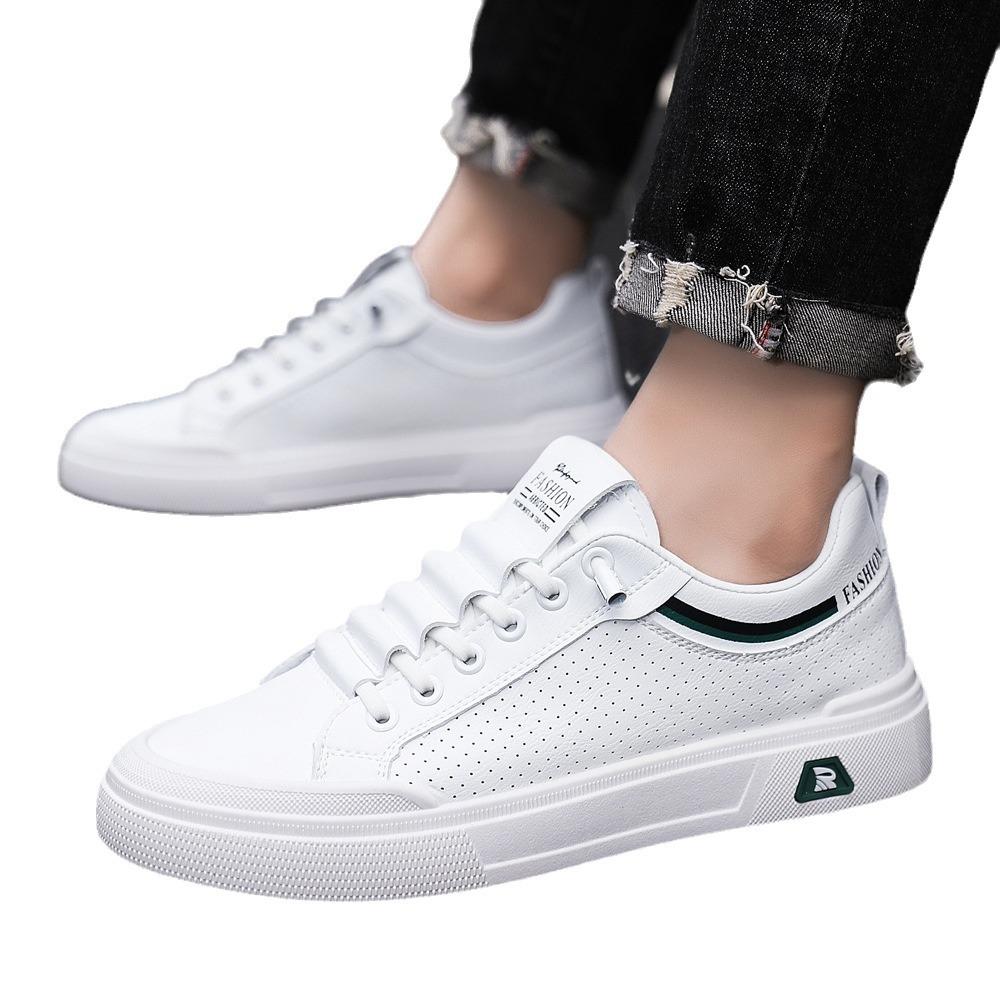 Spring and summer men's shoes versatile new handsome men's casual leather shoes trendy breathable sports board shoes men's white shoes men