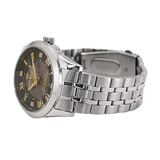 Джон Харрисон Солнечные радиочасы с натуральным алмазным стеклом Часы Наручные часы Натуральный алмаз Солнечные радиочасы Стильный солнечный свет (мужской, черный)