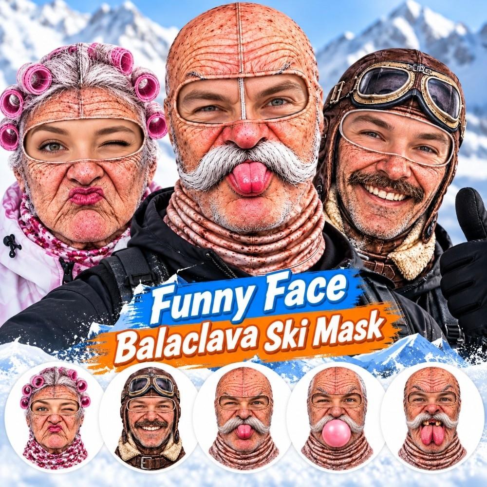 White Mustache Old Man Balaclava Face Mask 3D Face Printed Funny Ski Mask Novelty Headwear For Men