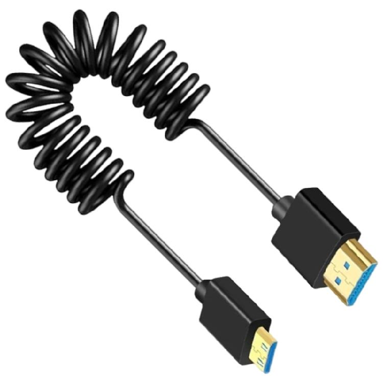 Spring Coiled Wire UHD2.1 Cable Supports 8K@60Hz Resolution 24K Gold Plated Interfaces for Video Devices