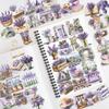 50Pcs/Set Purple Lavender Garden PET Clear Stickers Waterproof DIY Fashion Decals Stickers
