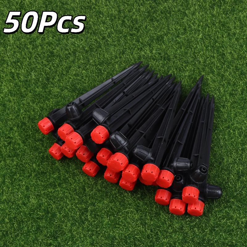 Новые 50 шт. Капельницы для 1/4" капельной трубки, регулируемые, 360°, регулируемый поток воды, капельницы, капельницы для полива сада