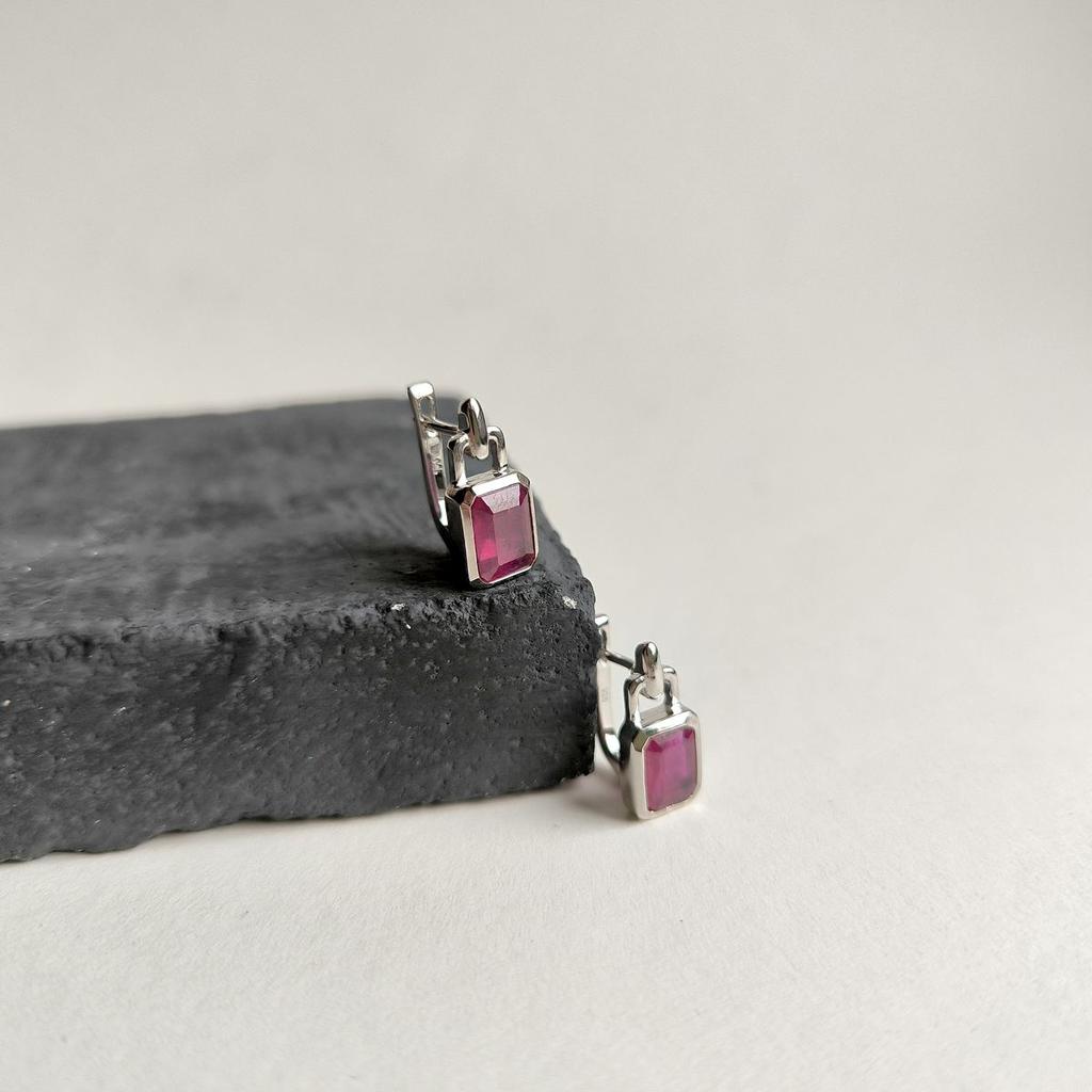 Серебряные серьги с натуральным рубином 4.281ct (2167167)