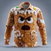 Men Fashion Long Sleeve Shirt Cartoon Gingerbread Candy Cane Graphic Print Holiday Gathering Festival Top