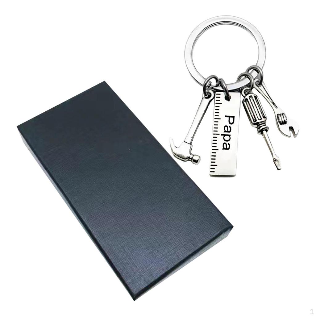 Father's Day Keychain Fathers Gift Creative from Daughter Hammer Screwdriver Wrench Keyring Key