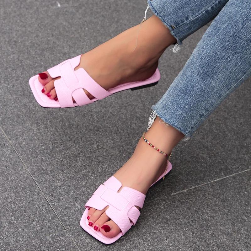 Fashion Summer New Women Slippers Flat Bottom Non-slip Outdoor Open Toe Beach Female Sandals Sexy Fashion Design Slides Woman Shoes