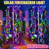 8 Lighting Modes Solar Firecracker Fireworks Lawn Lamp - Outdoor Waterproof 100 LED Copper Wire String Lights for Camping Decor