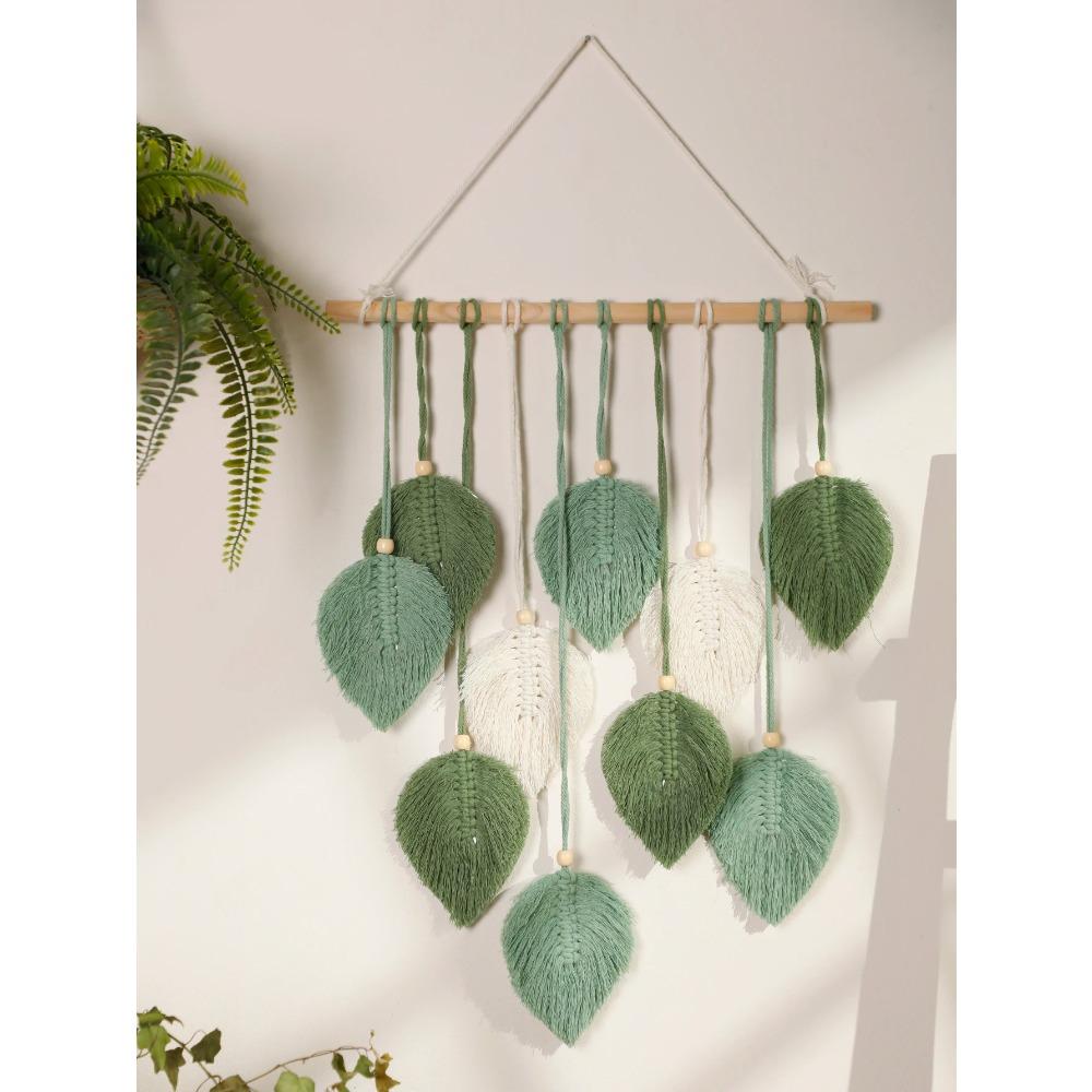 Leaf Macrame Tapestry Brown Green Wall Tapestry Boho Home Decoration Macrame Wall Hanging Home Living Room Decors Aesthetic Gift