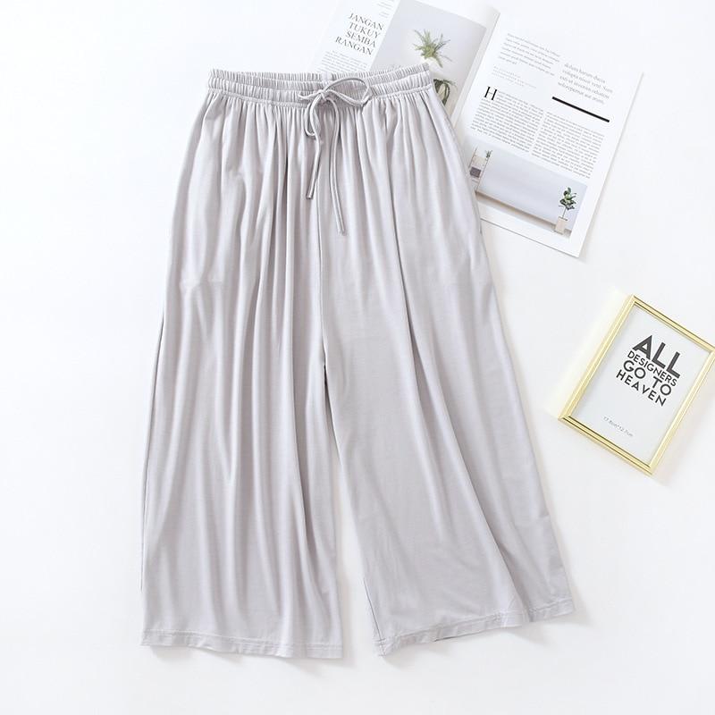 Summer Japanese Style Loose Cropped Trousers Ladies Modal Thin Shorts Solid Color Wide Leg Large Size Home Pants Womens Bottoms