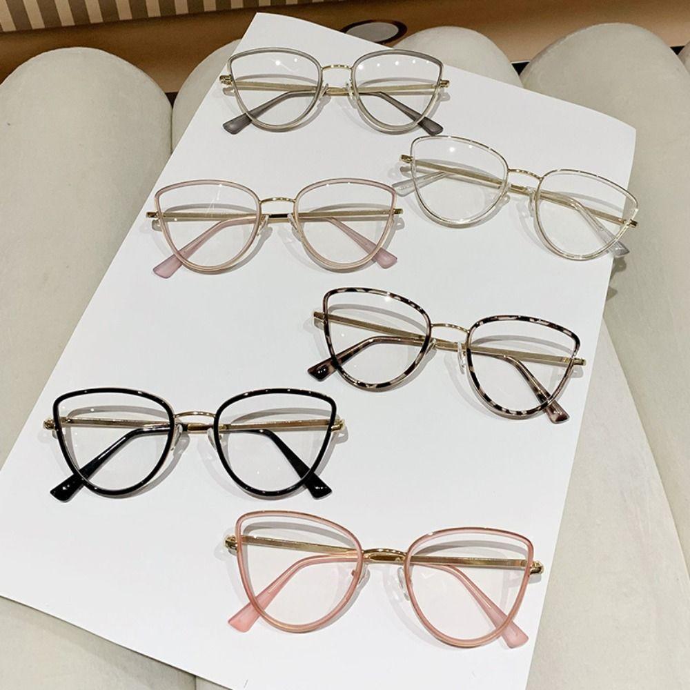 New Unique Cat Eye Glasses Retro Women Men Anti Blue Light Glasses Fashion Metal Frame Computer Reading Glasses