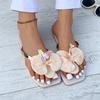 Ladies Shoes Flip Flops Women's Slippers Casual Daily Slippers Women Square Toe Floral Flat with Women's Sandals